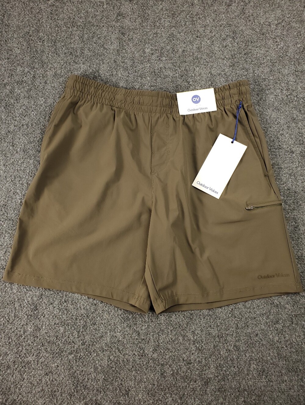 Outdoor Voices HiFlex Short Medium Classic Fit 7 Inch Inseam Canteen Olive NEW